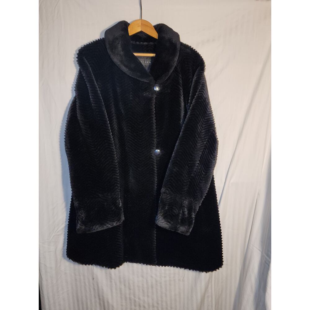 GALLERY Women's Black Faux Fur Coat Large